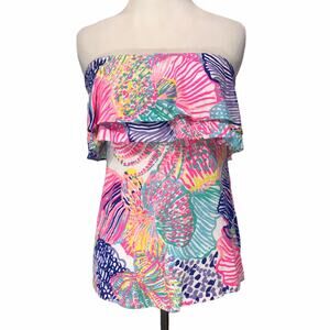 Lilly Pulitzer ROAR OF THE SEAS Strapless Tube Top Strapless blouse women’s XXS